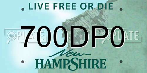 700DP0 New Hampshire License Plate