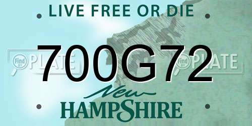 700G72 New Hampshire License Plate
