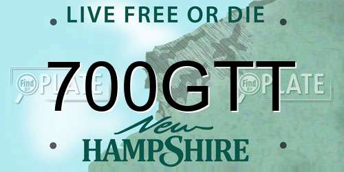 700GTT New Hampshire License Plate