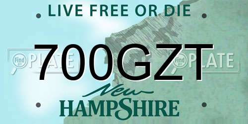 700GZT New Hampshire License Plate