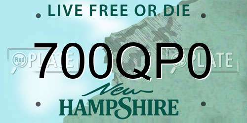 700QP0 New Hampshire License Plate