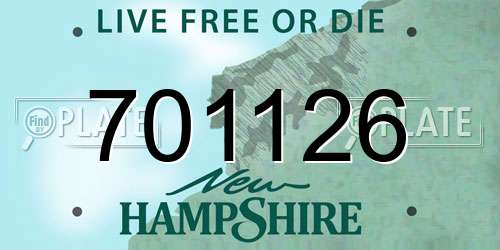 701126 New Hampshire License Plate