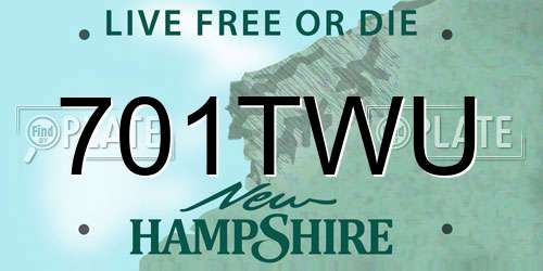 701TWU New Hampshire License Plate