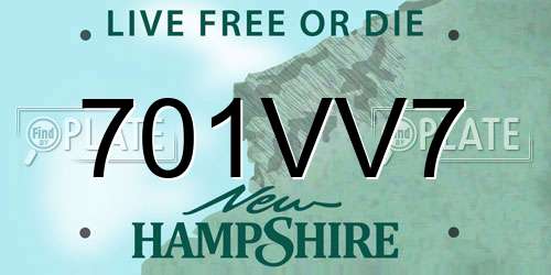 701VV7 New Hampshire License Plate