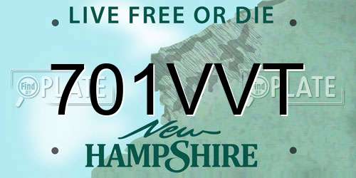 701VVT New Hampshire License Plate