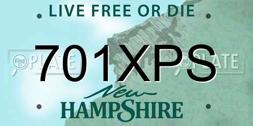 701XPS New Hampshire License Plate