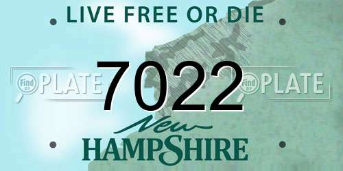 7022 New Hampshire License Plate
