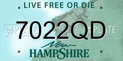 7022QD New Hampshire License Plate