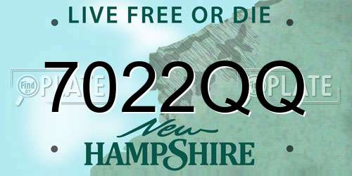 7022QQ New Hampshire License Plate