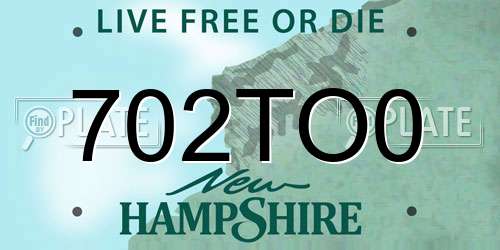 702TO0 New Hampshire License Plate