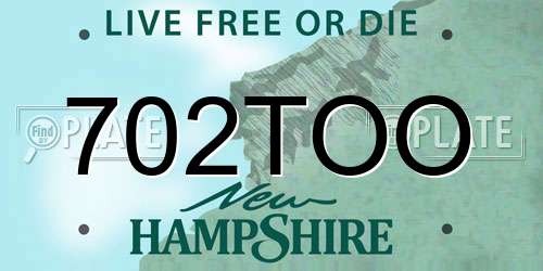 702TOO New Hampshire License Plate