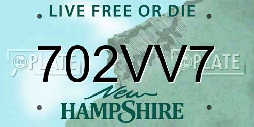 702VV7 New Hampshire License Plate