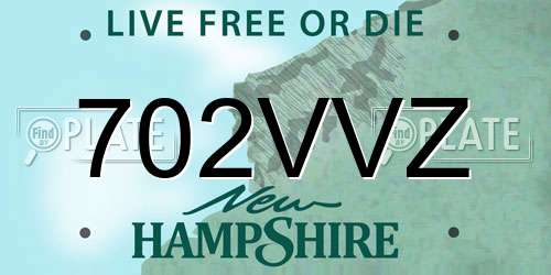 702VVZ New Hampshire License Plate