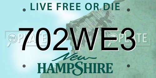 702WE3 New Hampshire License Plate