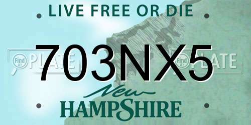 703NX5 New Hampshire License Plate
