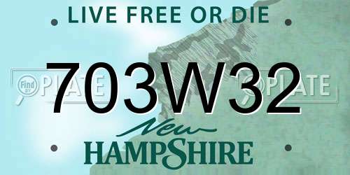 703W32 New Hampshire License Plate