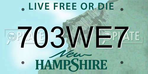 703WE7 New Hampshire License Plate