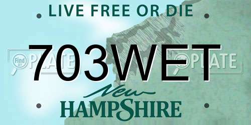 703WET New Hampshire License Plate