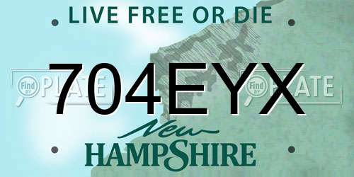 704EYX New Hampshire License Plate