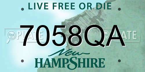 7058QA New Hampshire License Plate