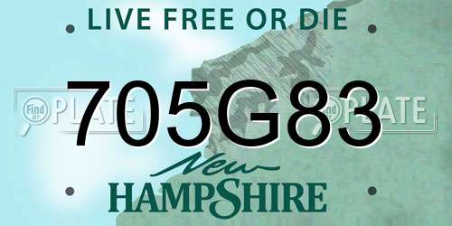 705G83 New Hampshire License Plate