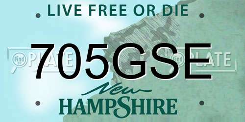 705GSE New Hampshire License Plate