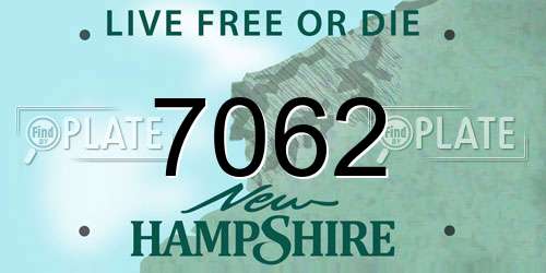 7062 New Hampshire License Plate