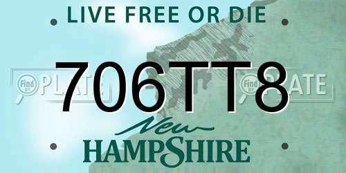 706TT8 New Hampshire License Plate