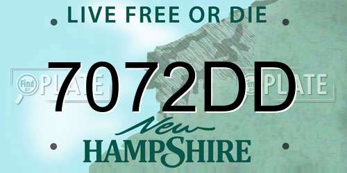 7072DD New Hampshire License Plate