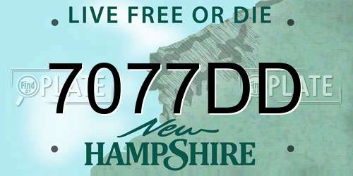 7077DD New Hampshire License Plate