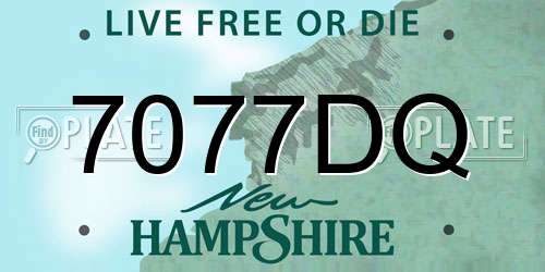 7077DQ New Hampshire License Plate
