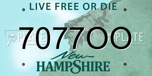 7077OO New Hampshire License Plate
