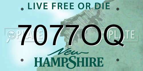 7077OQ New Hampshire License Plate
