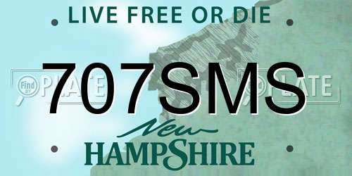 707SMS New Hampshire License Plate