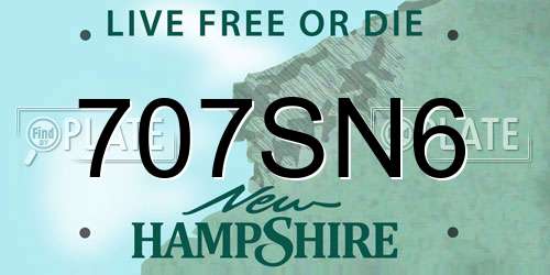 707SN6 New Hampshire License Plate