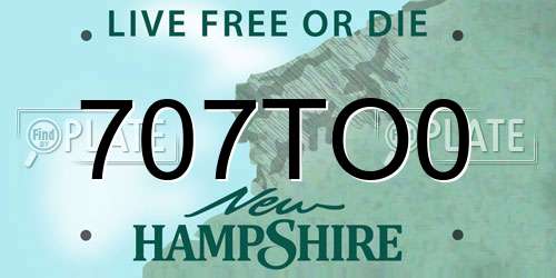 707TO0 New Hampshire License Plate