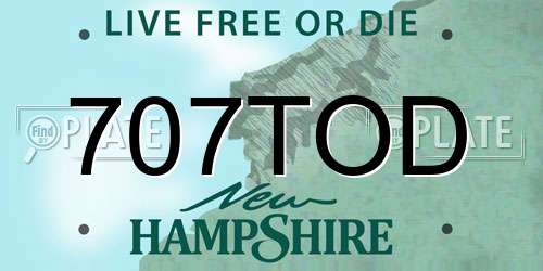 707TOD New Hampshire License Plate