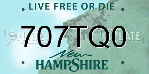 707TQ0 New Hampshire License Plate