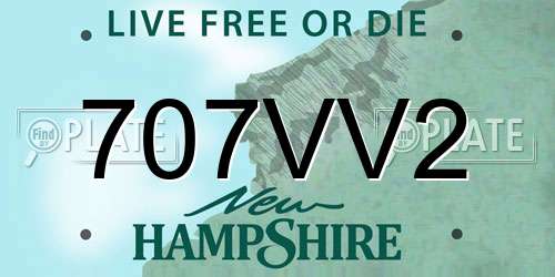 707VV2 New Hampshire License Plate