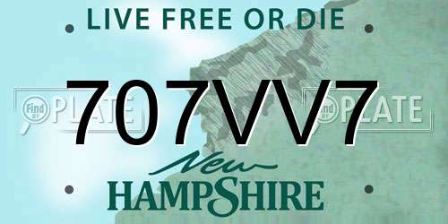 707VV7 New Hampshire License Plate
