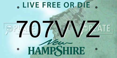 707VVZ New Hampshire License Plate