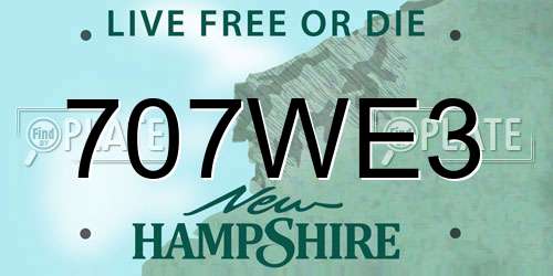 707WE3 New Hampshire License Plate