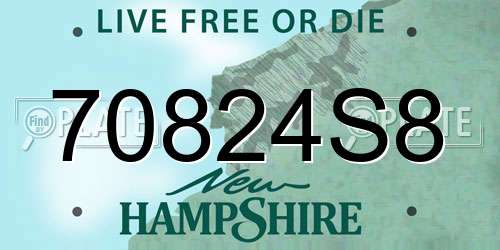 70824S8 New Hampshire License Plate