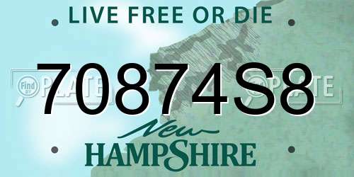 70874S8 New Hampshire License Plate