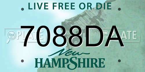 7088DA New Hampshire License Plate