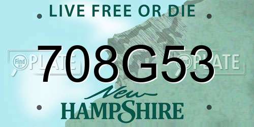 708G53 New Hampshire License Plate