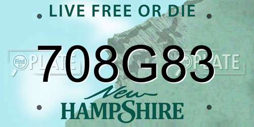 708G83 New Hampshire License Plate