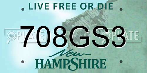 708GS3 New Hampshire License Plate