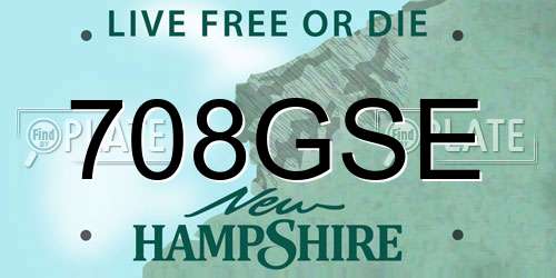 708GSE New Hampshire License Plate