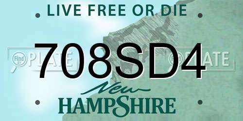 708SD4 New Hampshire License Plate